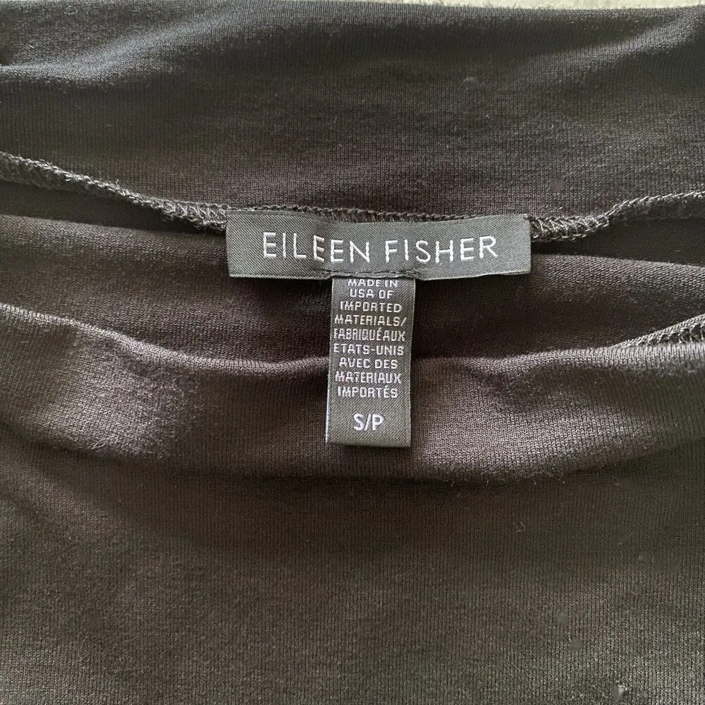 Eileen Fisher Black Turtleneck Stretchy Elbow Lenght Sleeve Flowy Dress Sz S - Image 5