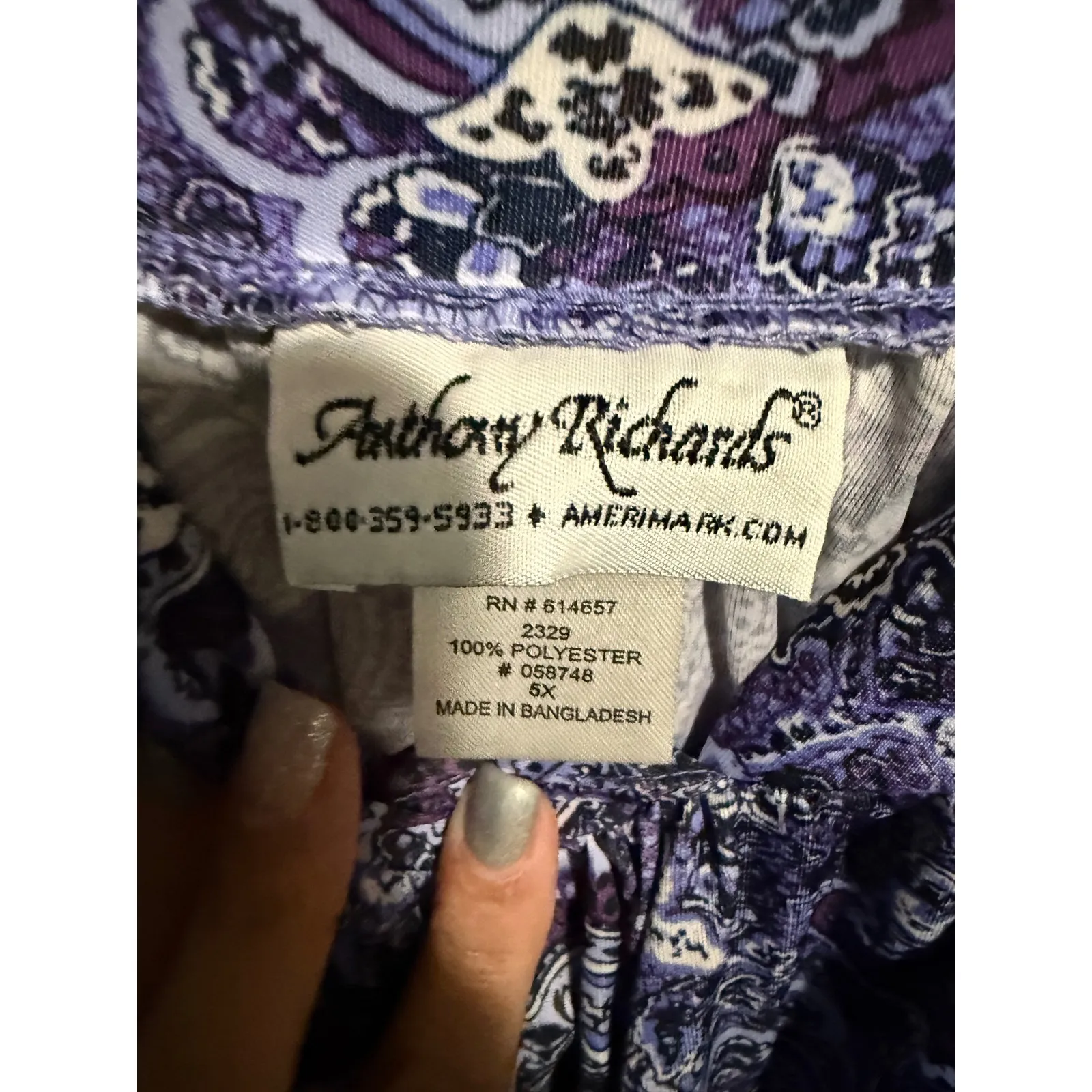 Anthony Richards 5X Paisley Print Dress Purple Blue‎ Knee Length Casual - Image 4
