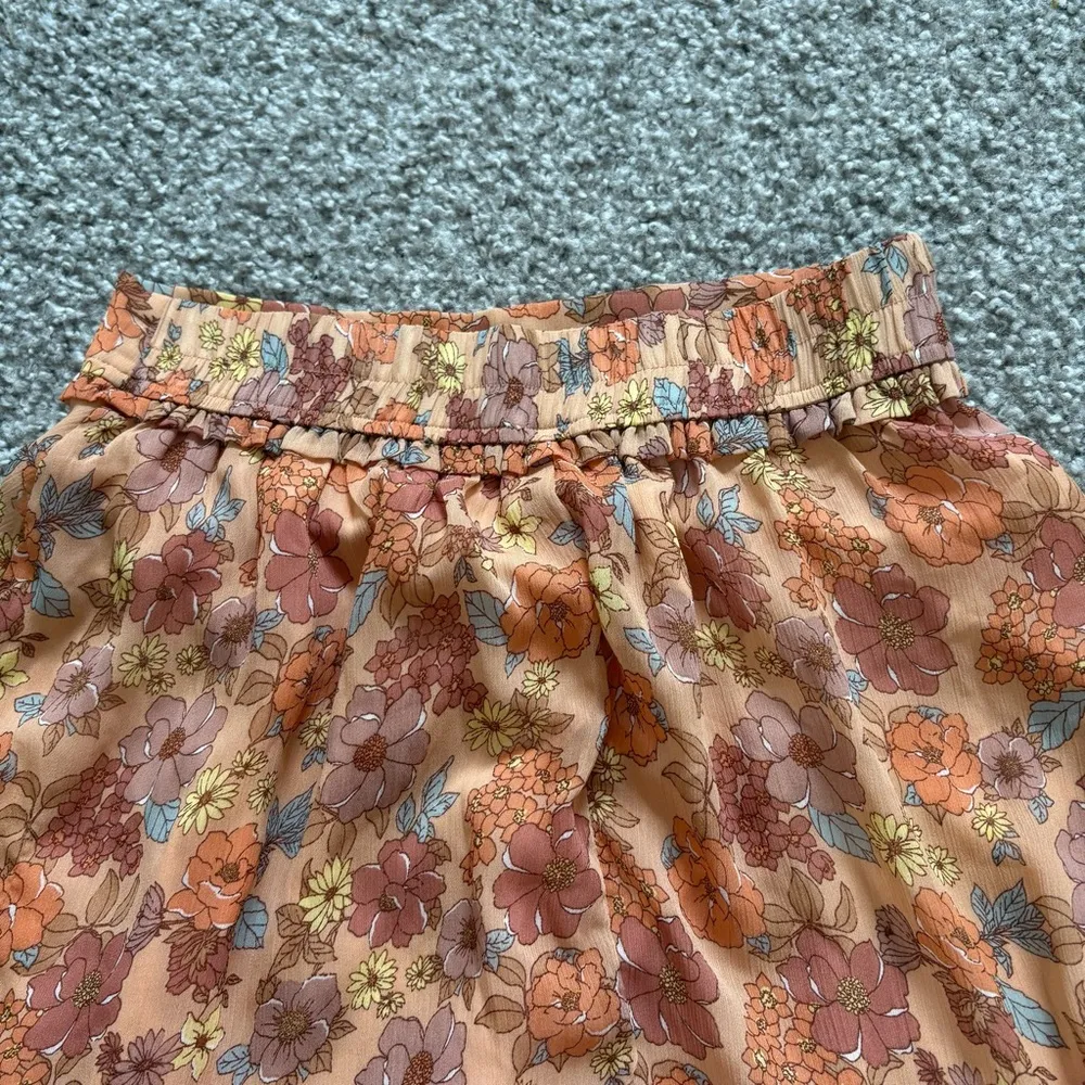 Sadie & Sage Orange Floral Dainty Mini Skirt - Image 2