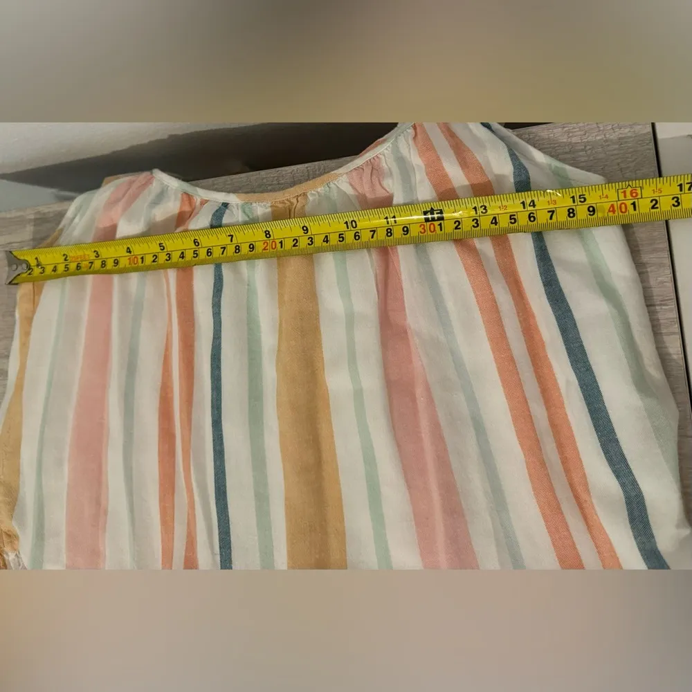 Rails Capri Melon Stripe Midi Dress Pastels Linen Blend Tiered Beachy Flowy XS - Image 5