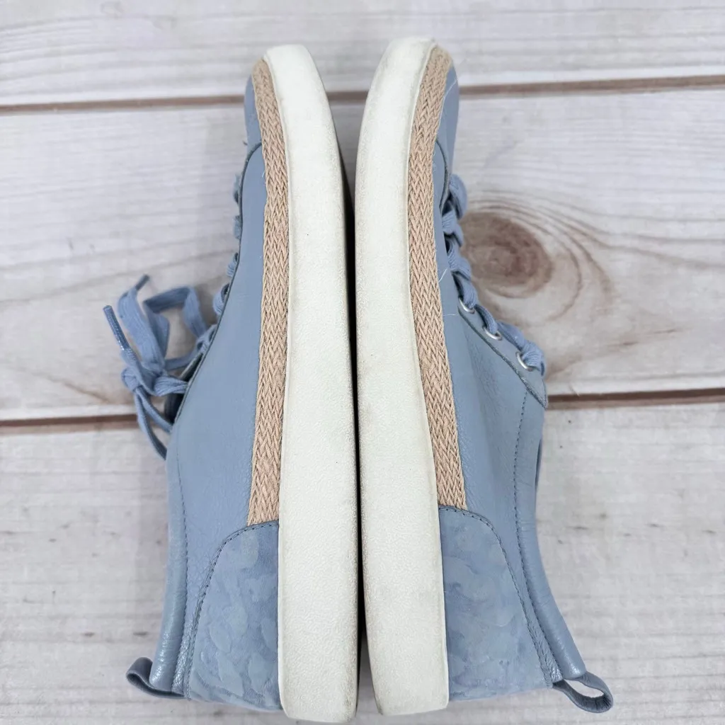 Vionic Winny Pastel Blue Leopard Heel Raffia Trim Comfy Casual Arch Support 10 - Image 5