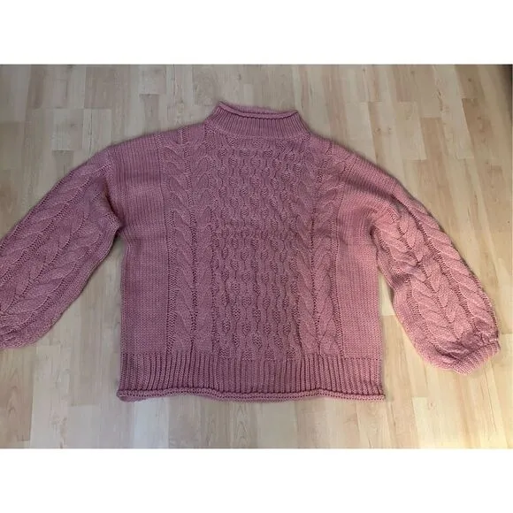 NEW ZESICA Loose Oversized Chunky Knitted Pullover Sweater XL Pink - Image 2