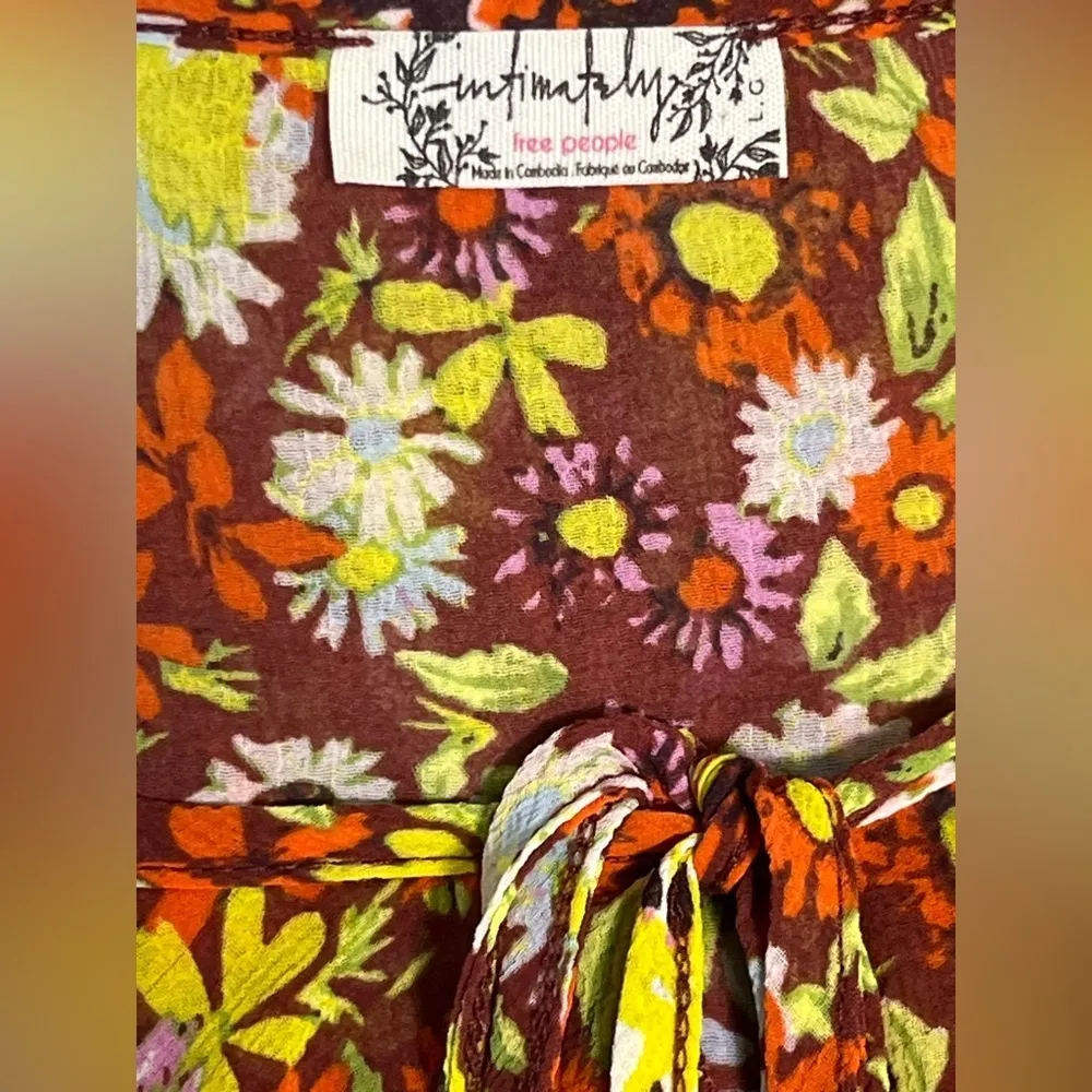 Free People Floral Ruffle Lace Bodysuit | Sheer Long Sleeve | Size Large - Image 8