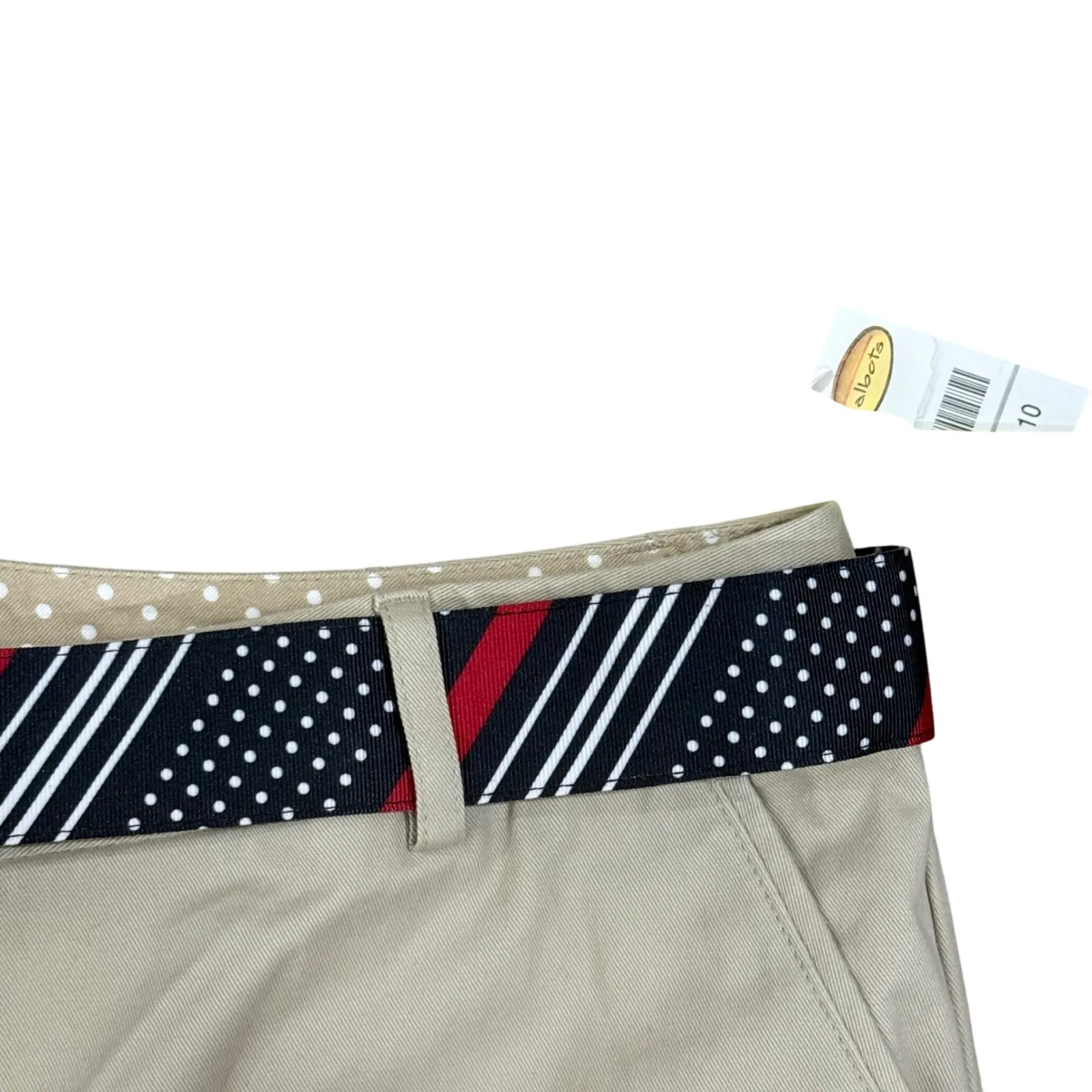 Talbots Women's‎ Beige Stretch Pants Size 10 Wide Leg Belted Tailored Trousers - Image 5