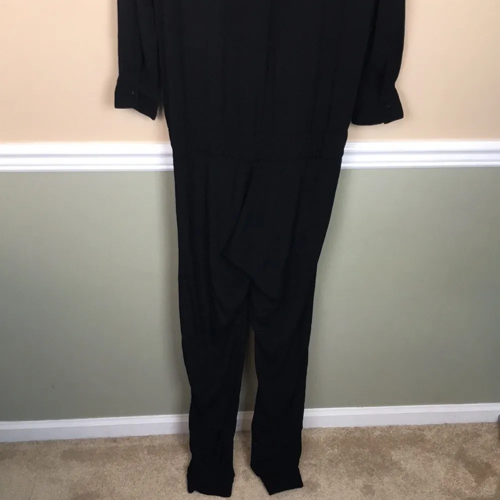 Monrow Women’s Black Crepe Drop Waist Hidden Button - Image 9