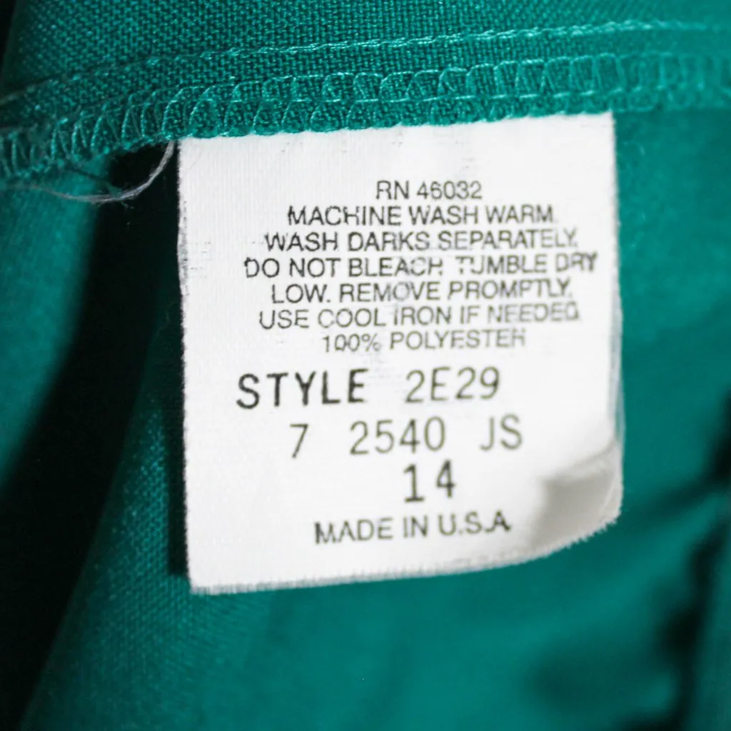 Vintage 1990s Teal & Black Power Skirt Suit Size 14 Nikki Brand Green - Image 16