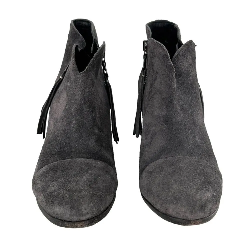 Rag & Bone MARGOT Granite Gray Suede Heeled Ankle Boots Size 38 Western Booties - Image 4