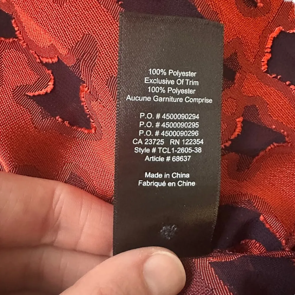 Aritzia Babaton Grandos Printed Burnout Blouse Navy Orange - Image 8