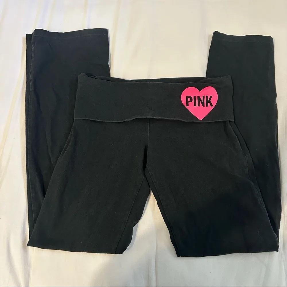 Y2K PINK Victoria's Secret Bling foldover Waist Flare Yoga Pants - Image 4