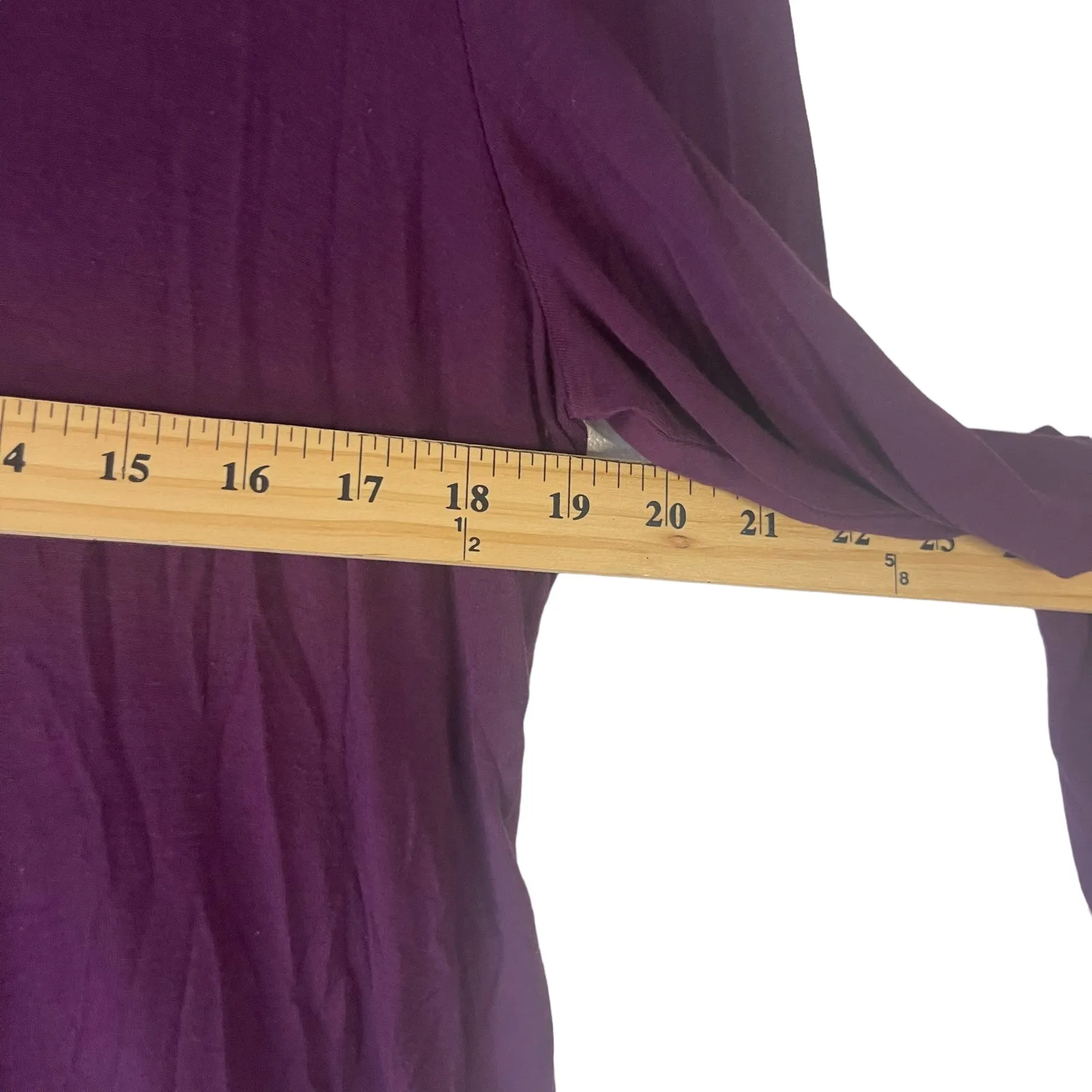 LOGO Lori Goldstein Women's Size Medium Dark Purple Long Sleeve Soft V Neck‎ Top - Image 7