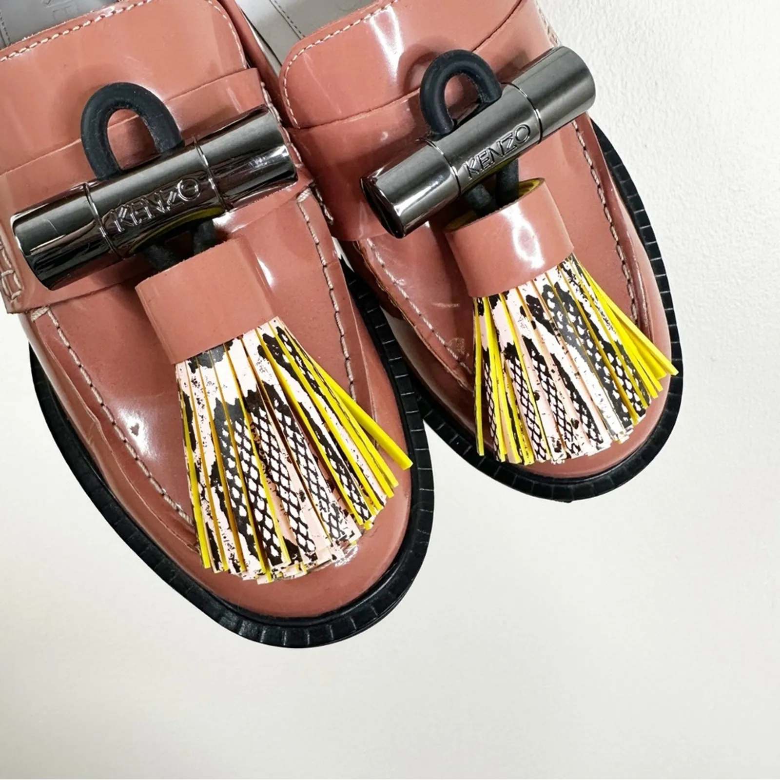 Kenzo Georgia Patent Leather Tassel Loafers in Rose Womens 36 - Image 5