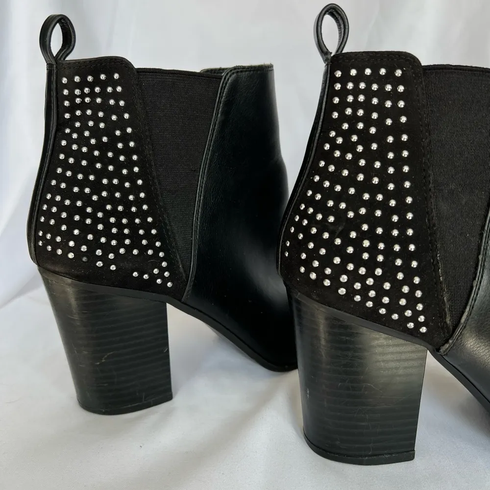 Black Faux Leather Studded Ankle Booties Size 8 - Image 4