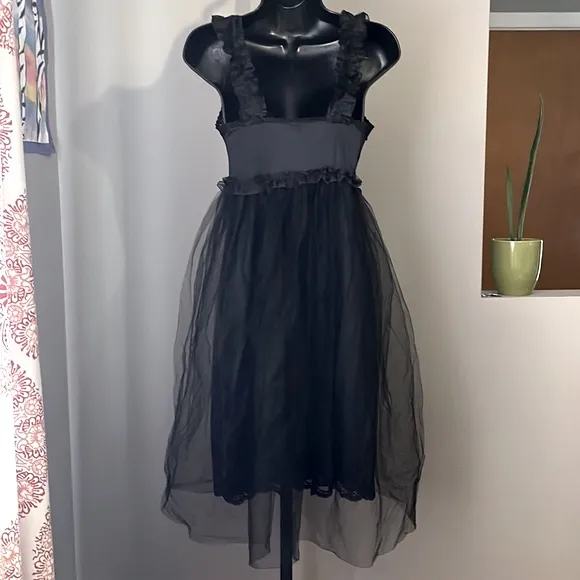 Vassarette Vintage 32F Black Lace Tulle Nightgown Lingerie - Image 2