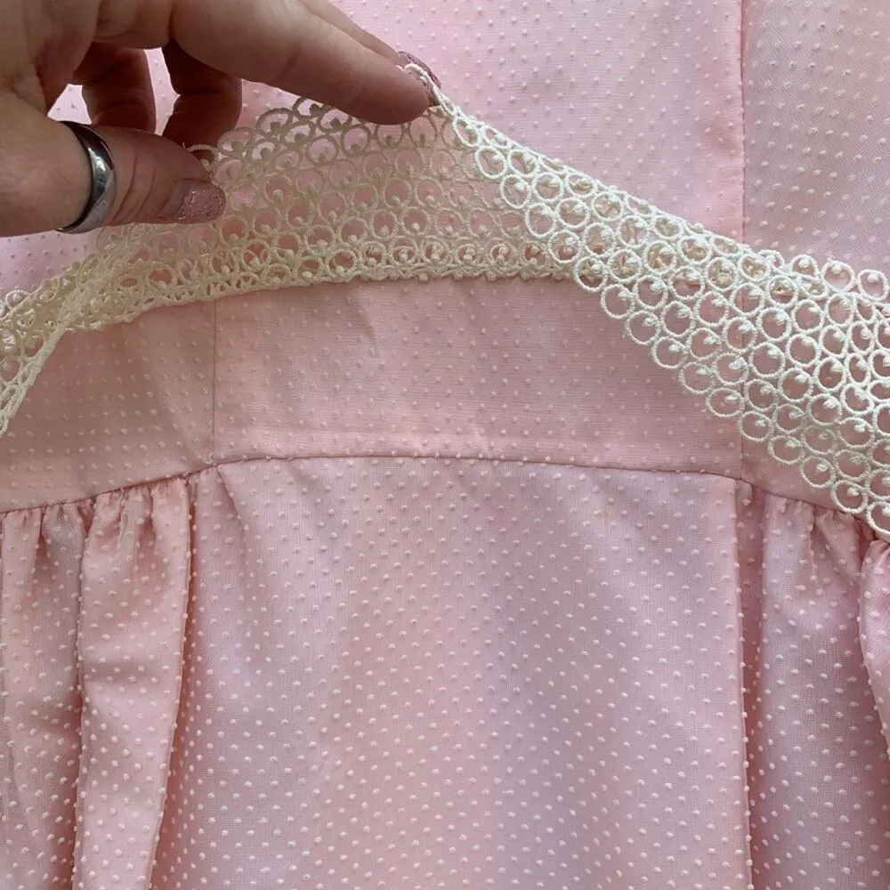 Vintage 60s Lorrie Deb pastel pink Swiss dot dress - Image 8
