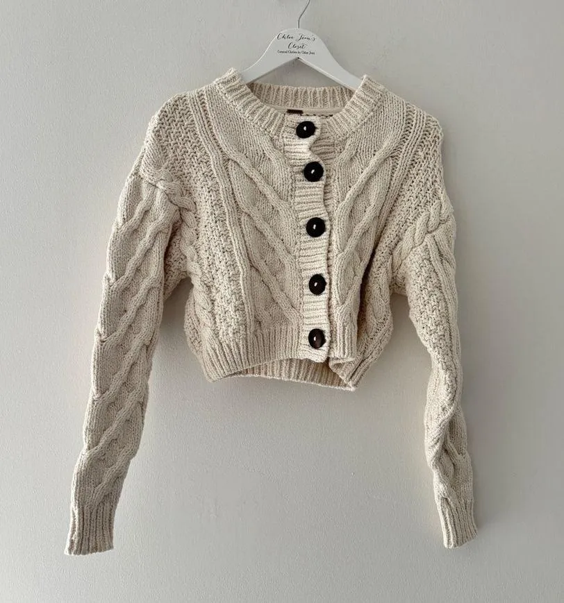 FREE PEOPLE Cream Bonfire Cardigan XS - Image 6