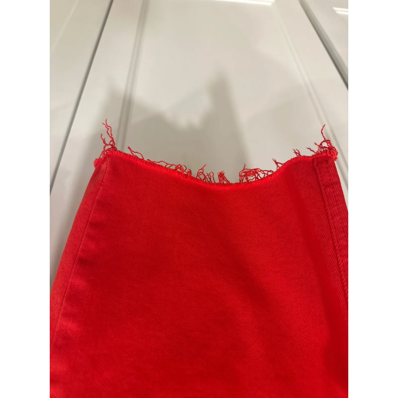 Judy Blue garment dyed Women Red High Rise Cropped Raw Hem Jeans Size 13 casual - Image 4