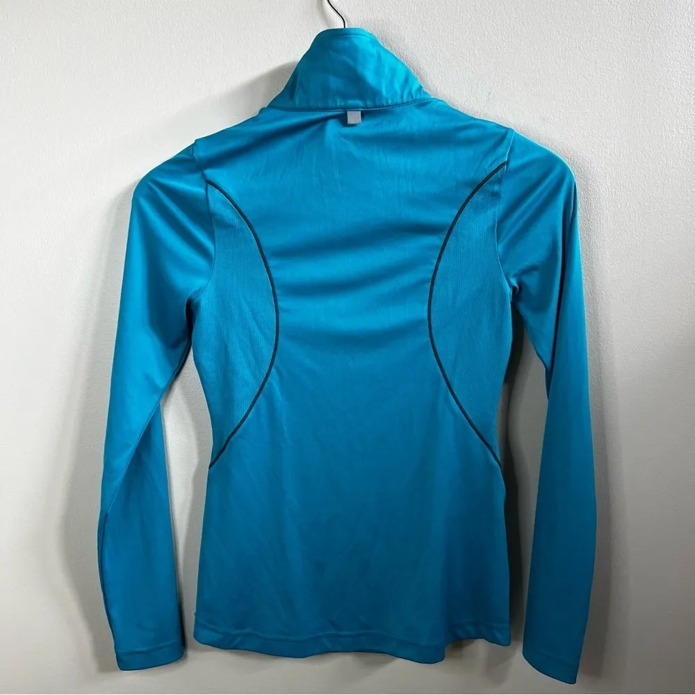 Champion teal turquoise blue quarter zip athletic pullover sweatshirt sz small - Image 2