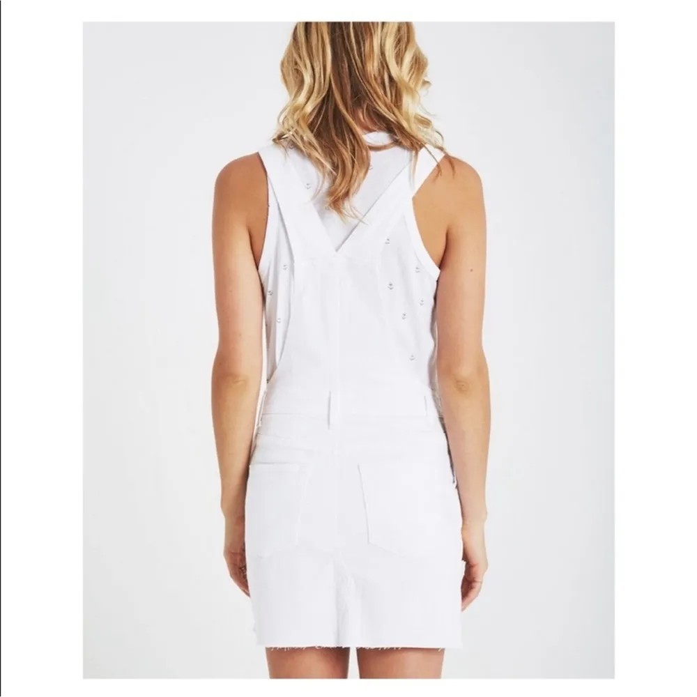 AG Adriano Goldschmied  Jeans White Denim Kaitlin Mini Skirt Overalls Denim M - Image 12