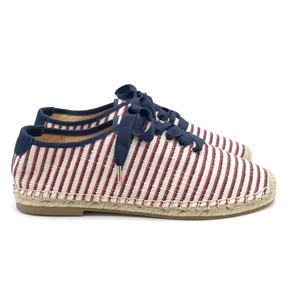 NWT Joie Corston Espadrille Sneaker Navy Red Cream Gold Women’s 38.5 US 7.5-8 - Image 8