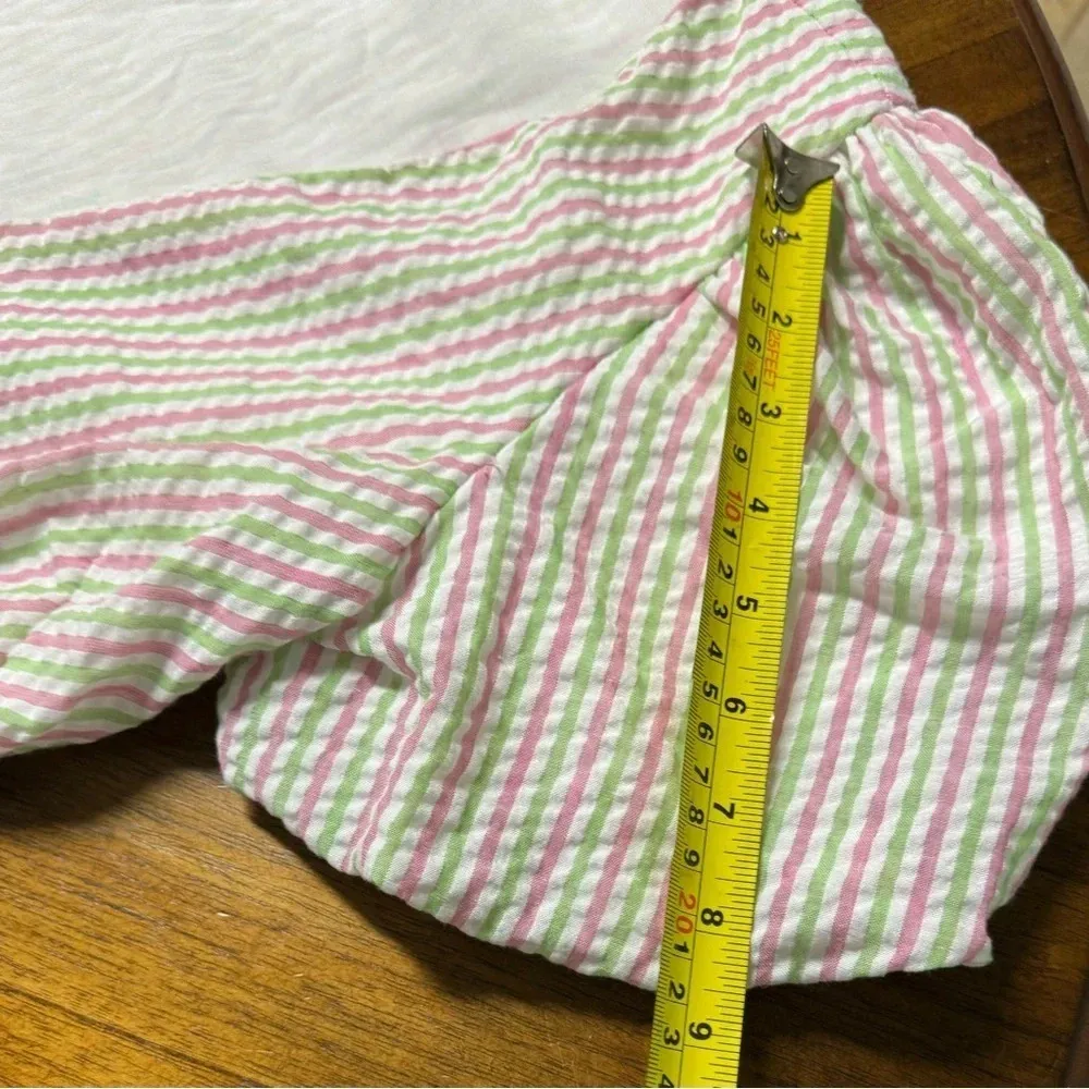 Draper James RSVP Seersucker Wrap Dress Puff Sleeve Ruffle Hem Preppy Small - Image 5