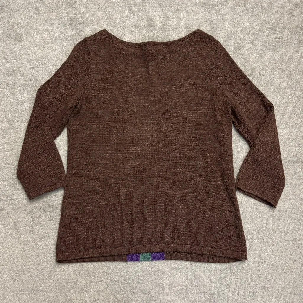 Lauren Ralph Lauren Southwestern Print Aztec Knit Sweater Y2K Vintage Women’s Brown - Image 4