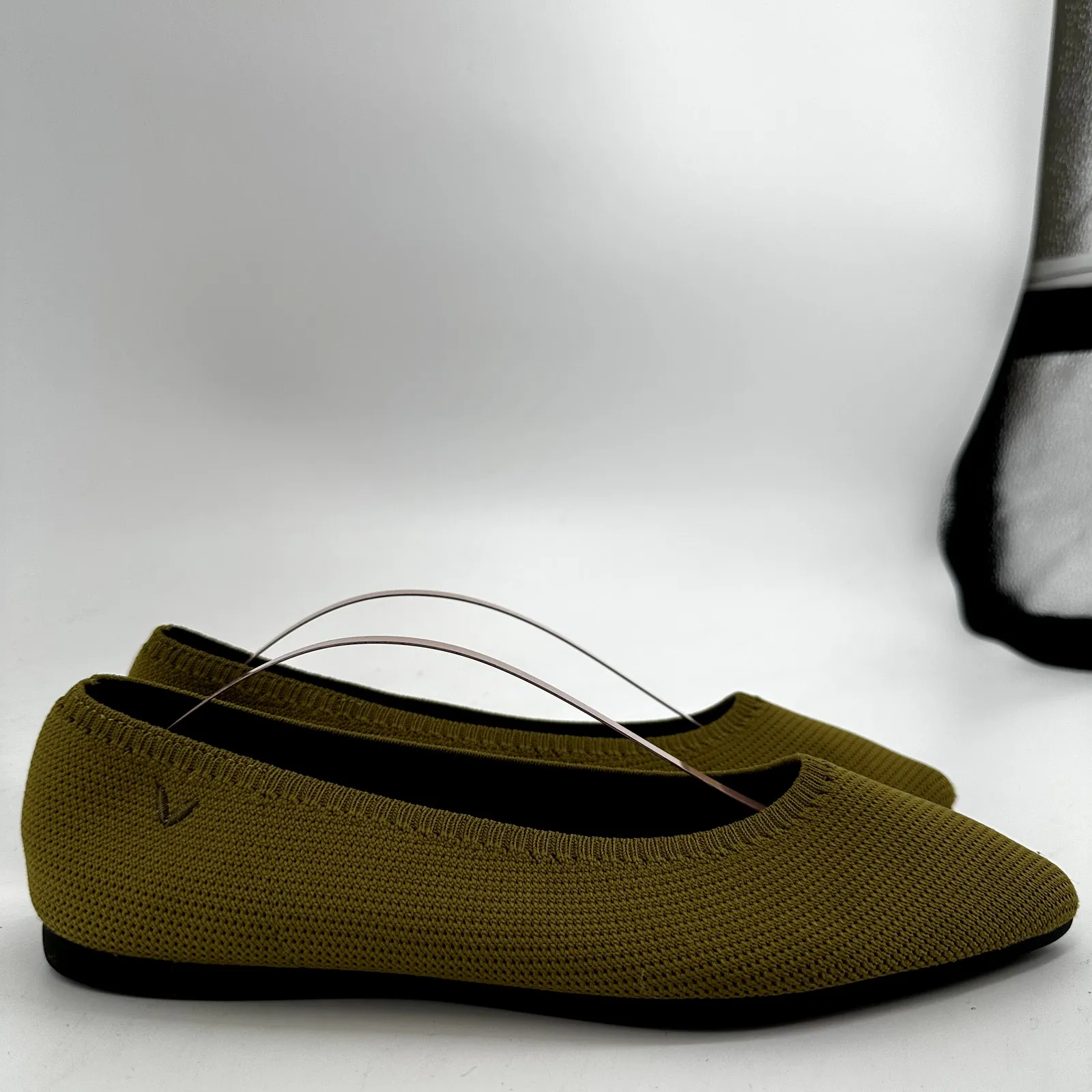 Vivaia Aria 5 Ballet Flats Pointed Toe Knit Herbal Insole Slip On Green 8 - Image 3