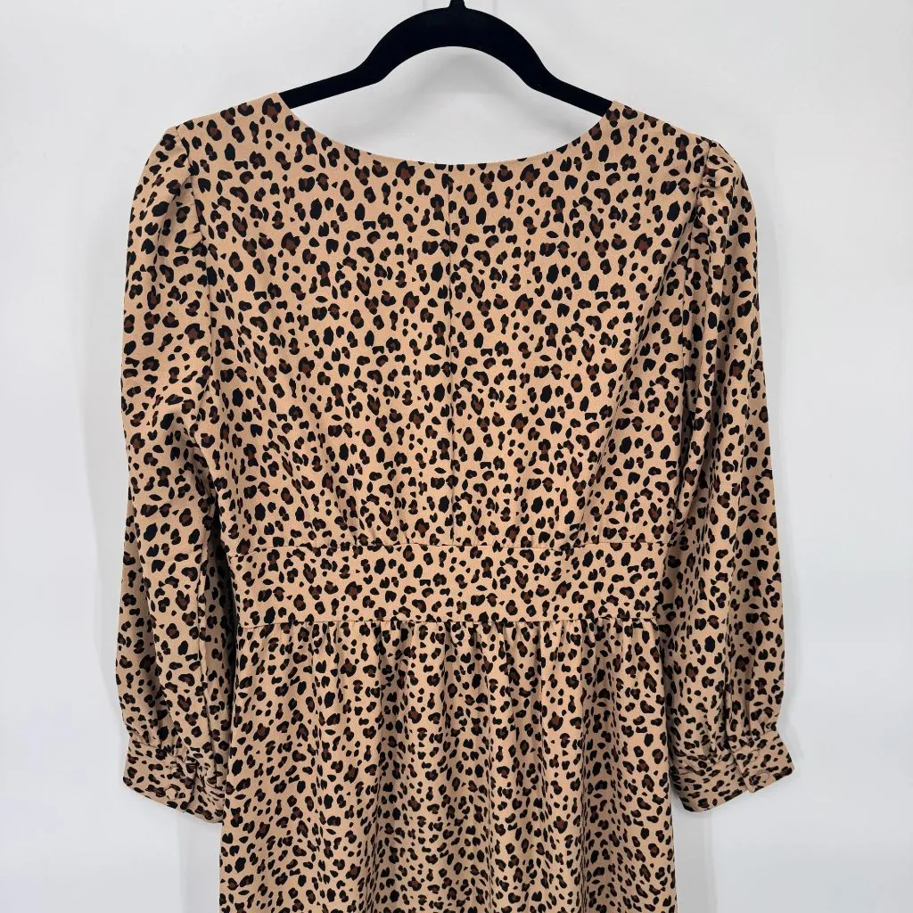 J.Crew Mob‎ Wife Button Front Dress Womens size 2 Leopard Print Polyester NEW - Image 6