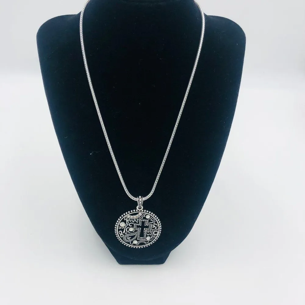 Brand New Halle Joy Hope Cross‎ Pendant Necklace Silver - Image 2