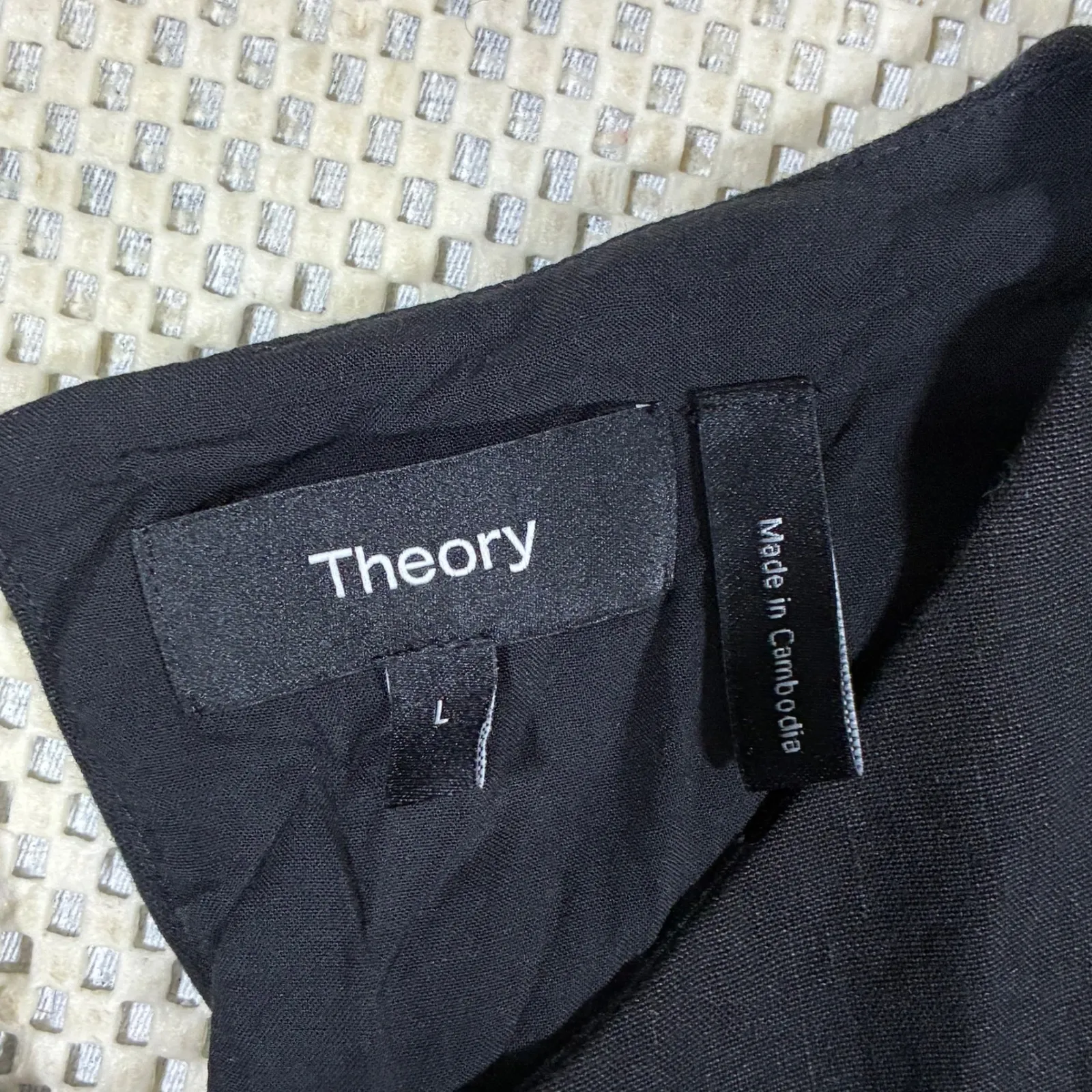 Theory Black Sleeveless Linen Blend Top‎ Blouse Tank Relaxed Fit Women's Size L - Image 4