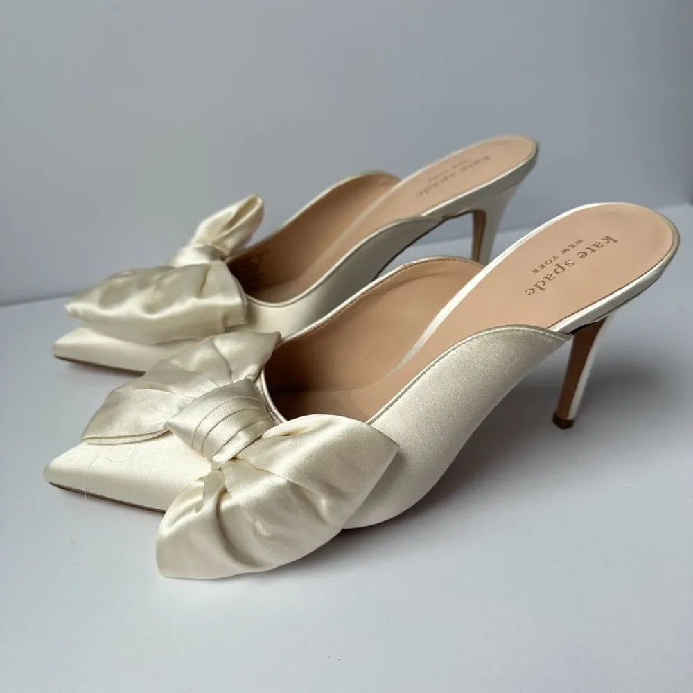 Kate Spade Sheela Satin‎ Lux Ivory Bow SIze 9.5 Stiletto Heel Bridal Wedding NIB - Image 2