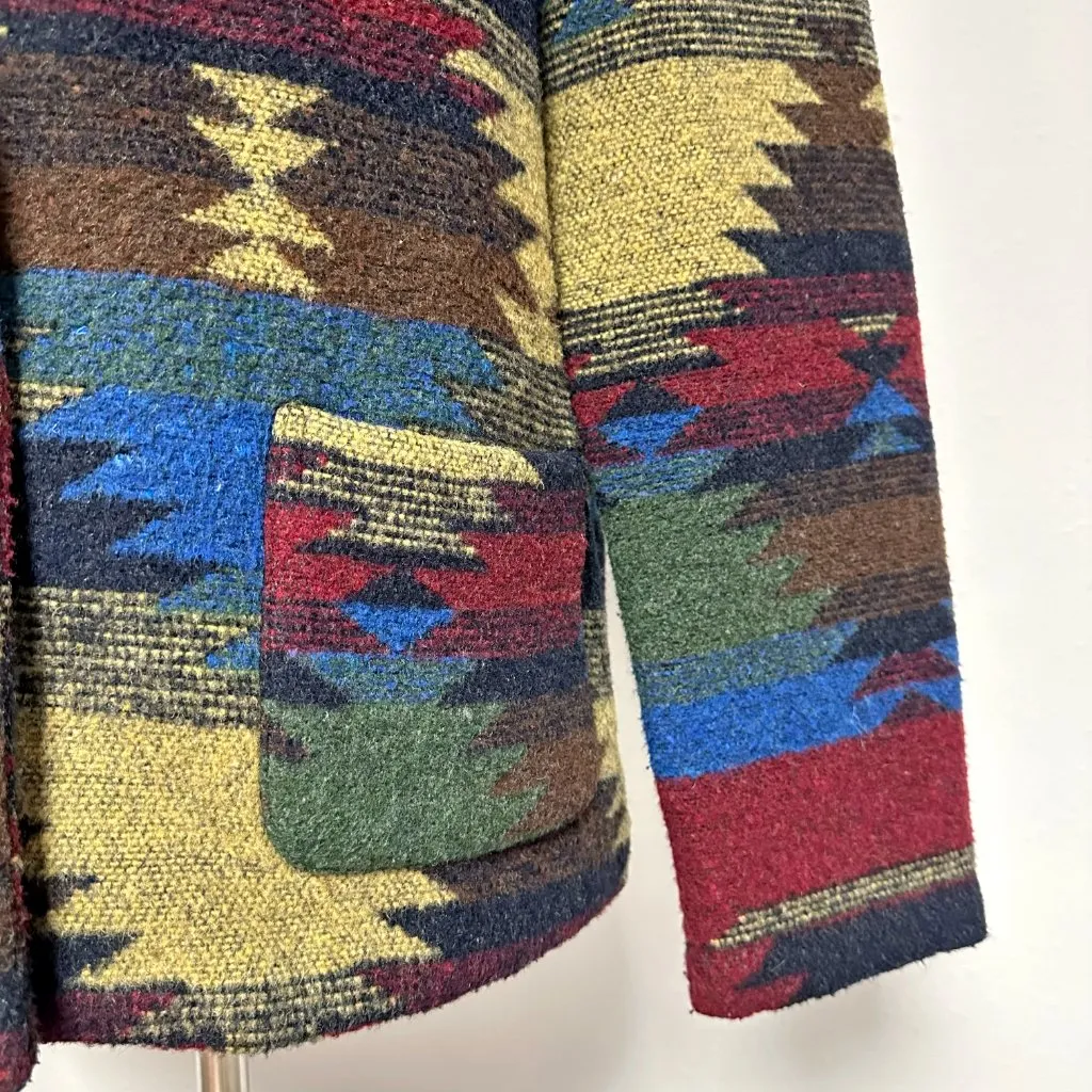 *RARE* Vintage Wool Aztec Blazer Jacket Red Size L - Image 10
