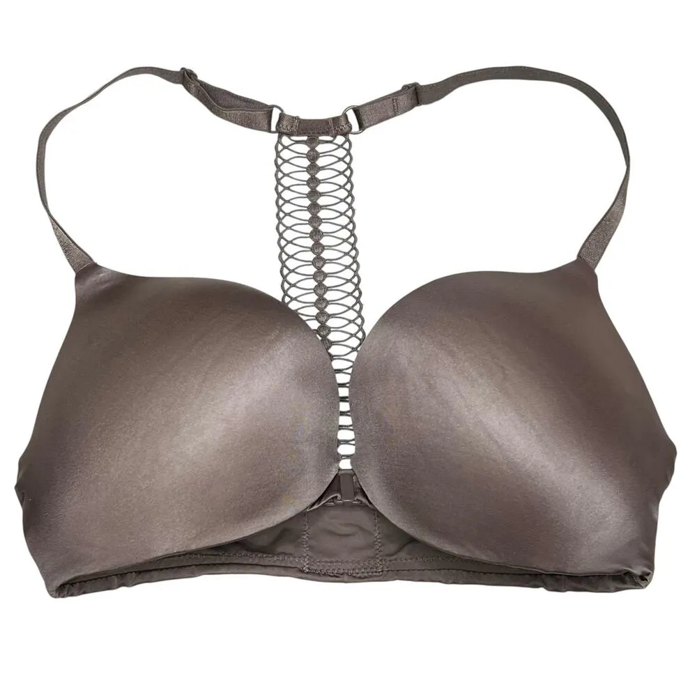 Victorias Secret Very Sexy Plunge Bra 34D Brown Racerback Push Up Padded Strappy - Image 3