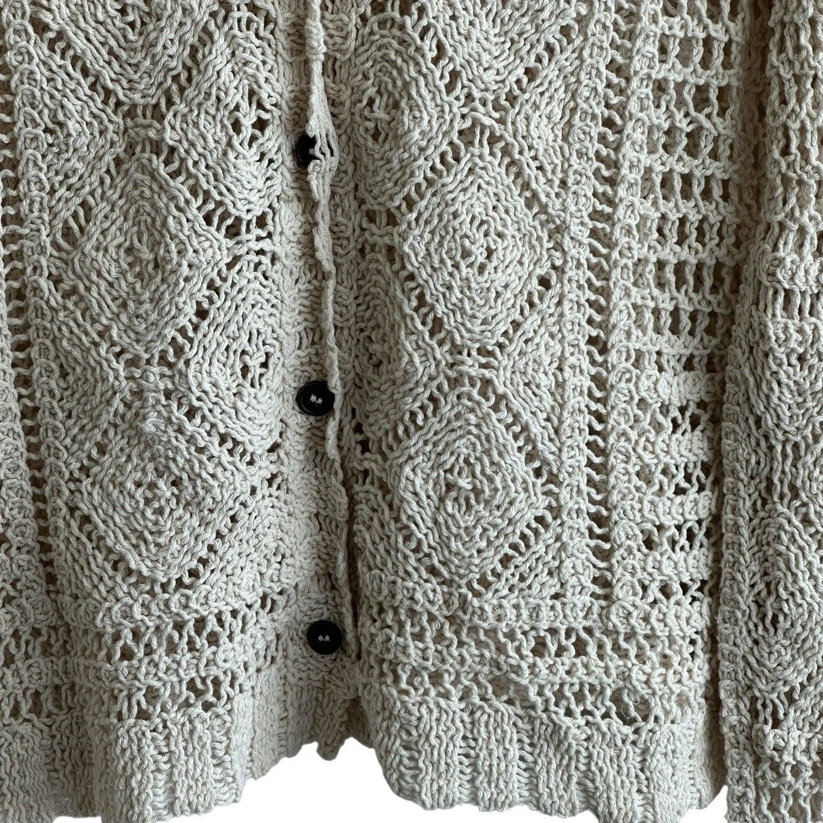 Liv Los Angeles Y2K Crochet Button Down Diamond Sweater Fairytale S - Image 7