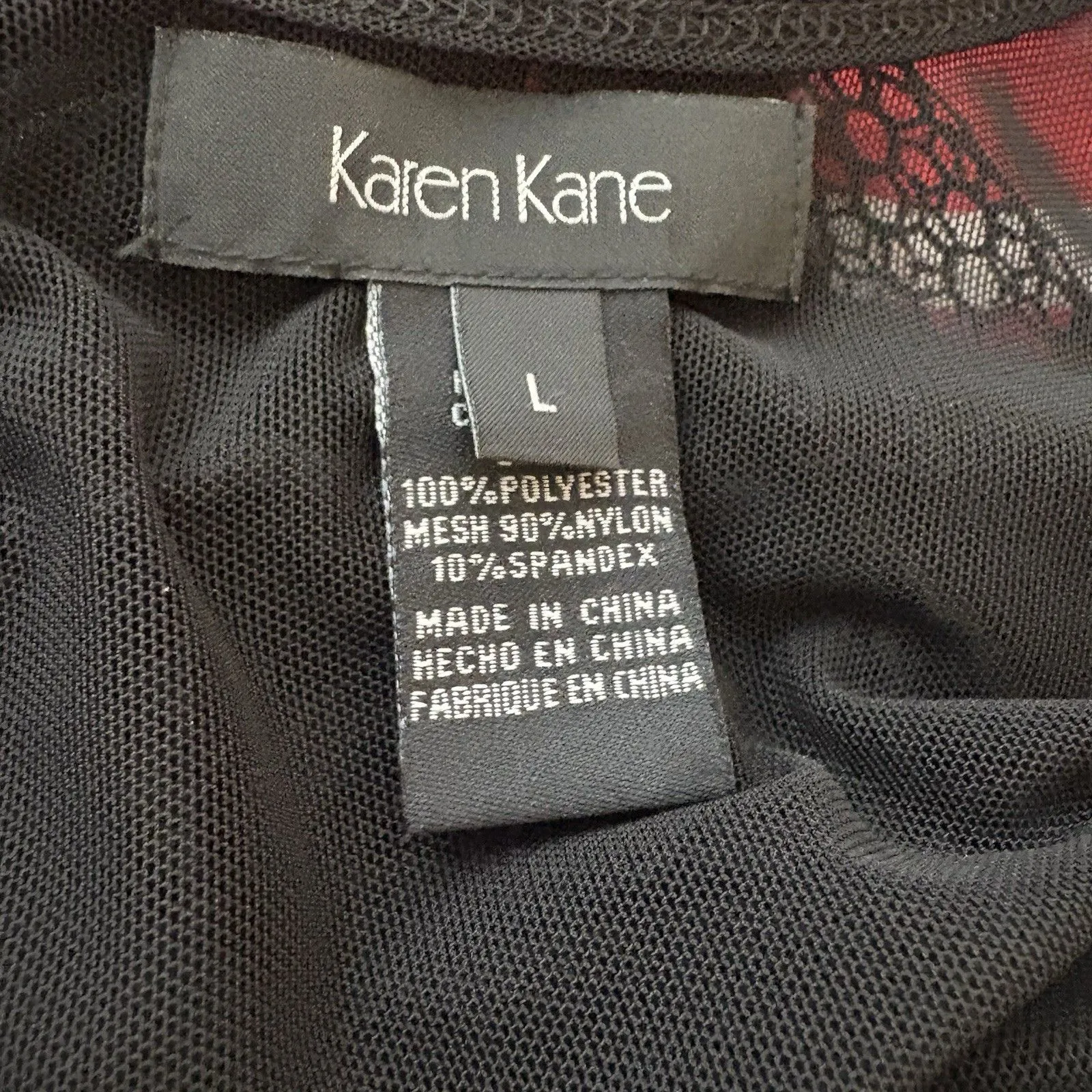 Karen Kane Black Mesh Embroidered Lace Stretch Knit Tank Top Womens Size Large - Image 5