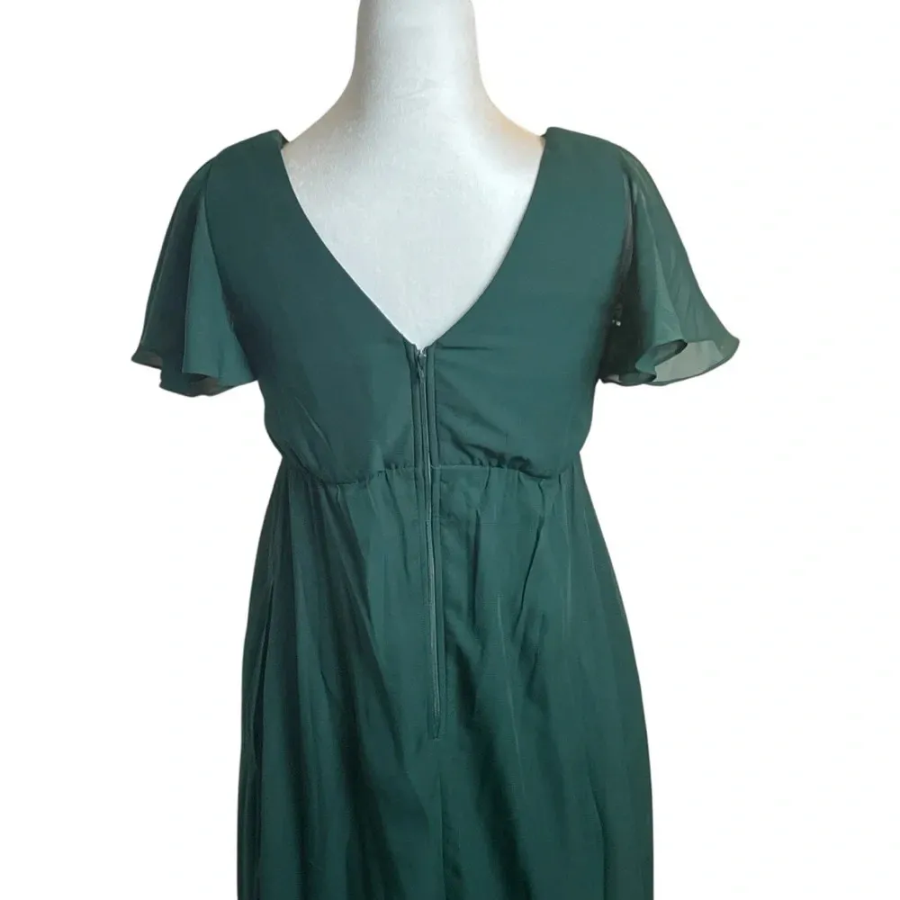 Birdy Grey Hannah Emerald Green Empire Dress Size XS Bridesmaid Event Pockets - Image 7