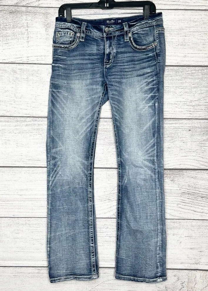Miss Me Embellished Embroidered Low Rise Bootcut Jeans Size 28 - Image 15