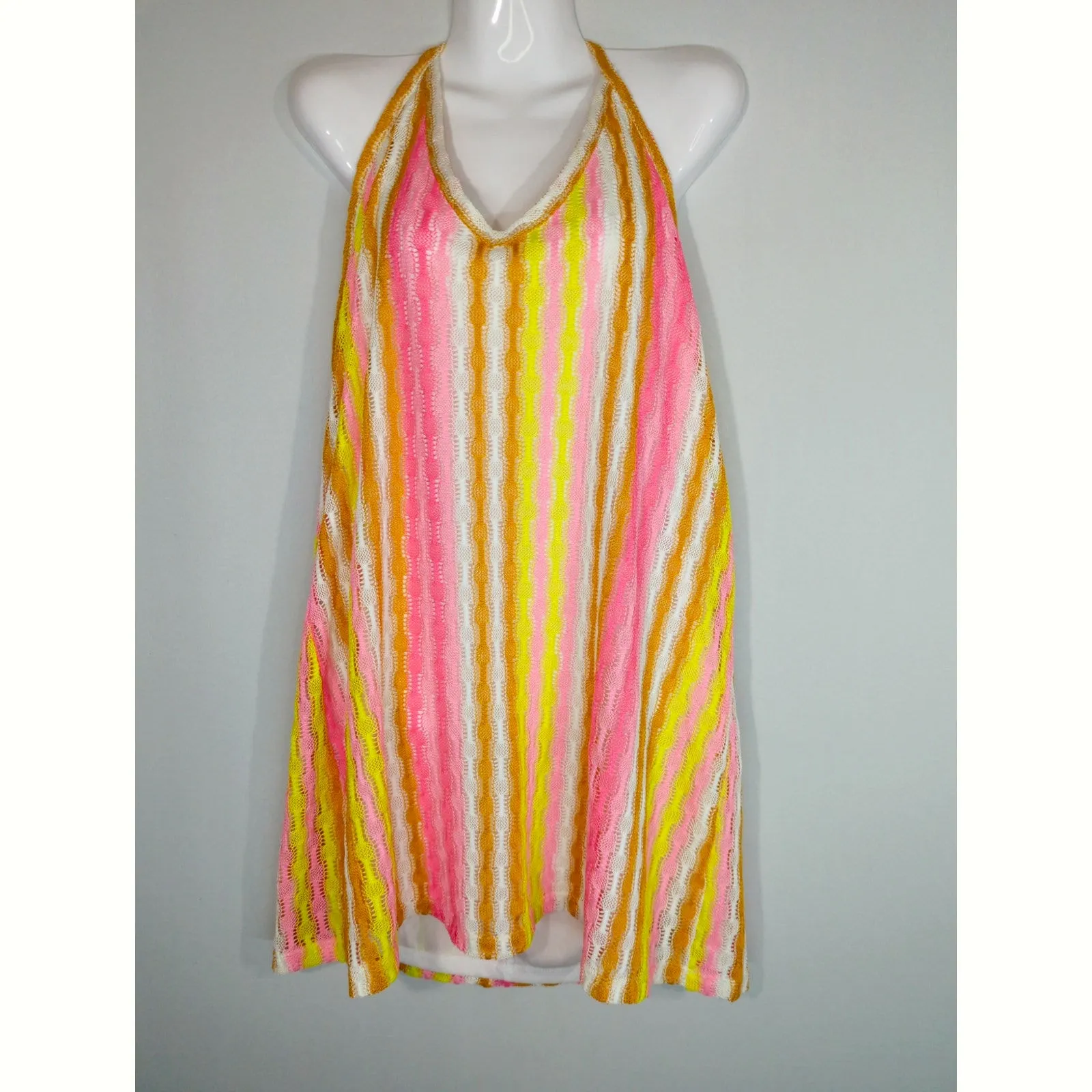 Wild Fable Multicolor Crochet Striped Halter Dress XXL NWT Vacation Coastal - Image 2