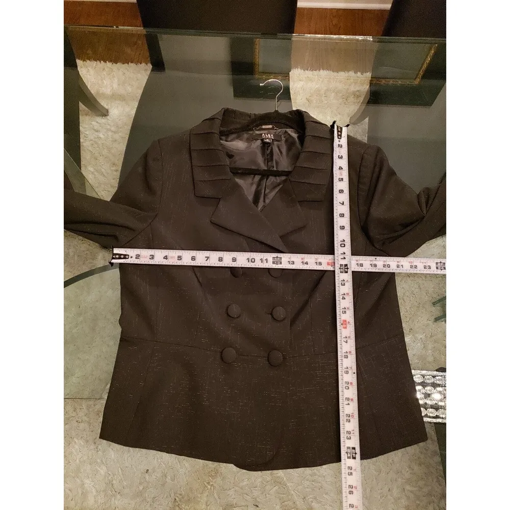 Alex Marie Women Black Solid Polyester Long Sleeve Button Front Blazer Jacket 16 - Image 10