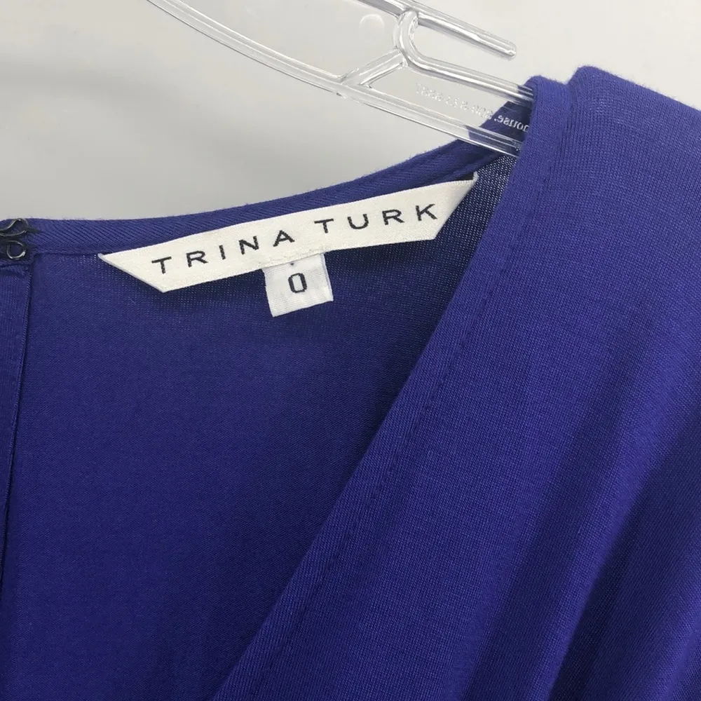 Trina Turk 3/4 sleeves wide leg jumpsuit purple jersey knit material - Image 6