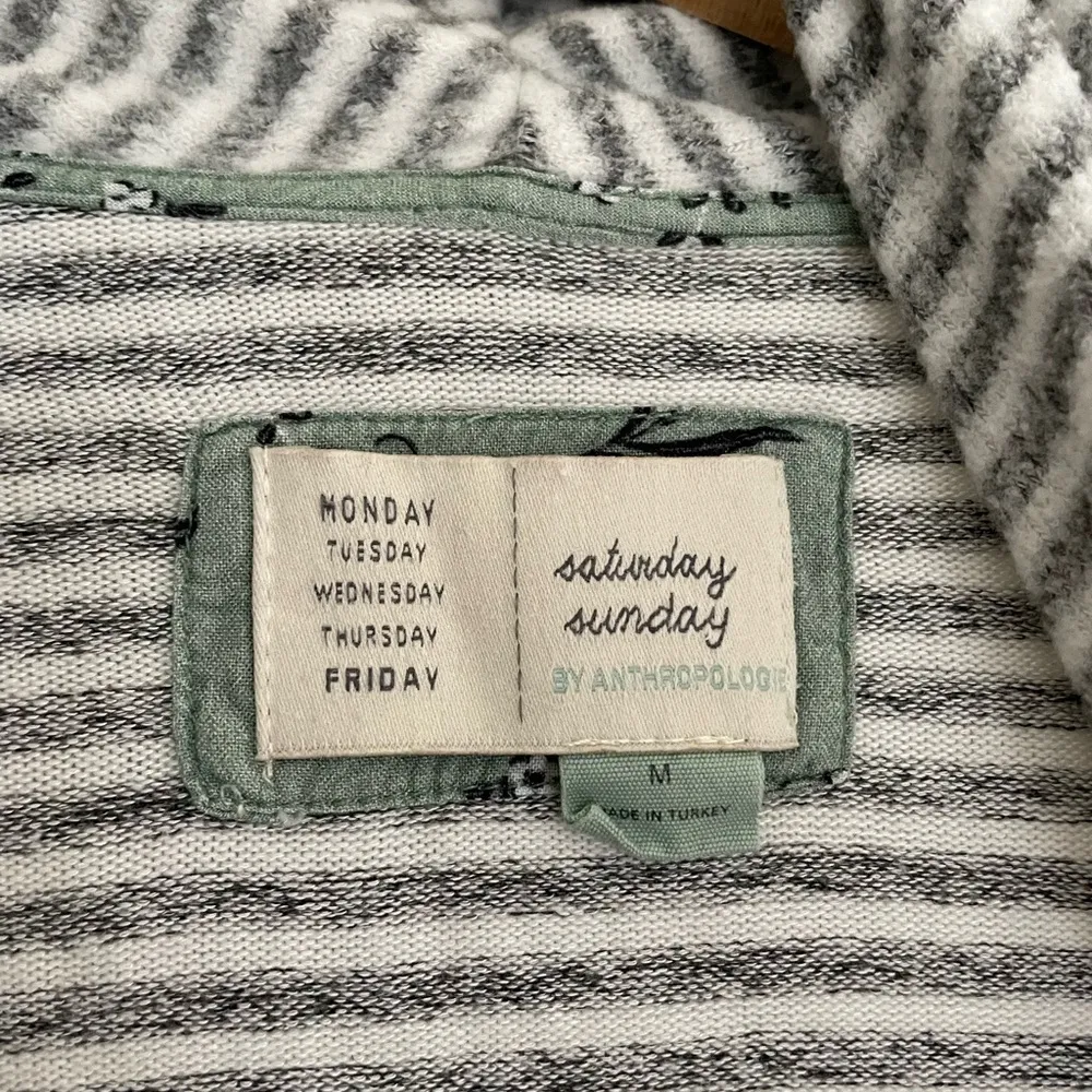 Anthropologie Saturday Sunday Brushed Fleece Stripe Open Front Wrap Pullover - Image 6