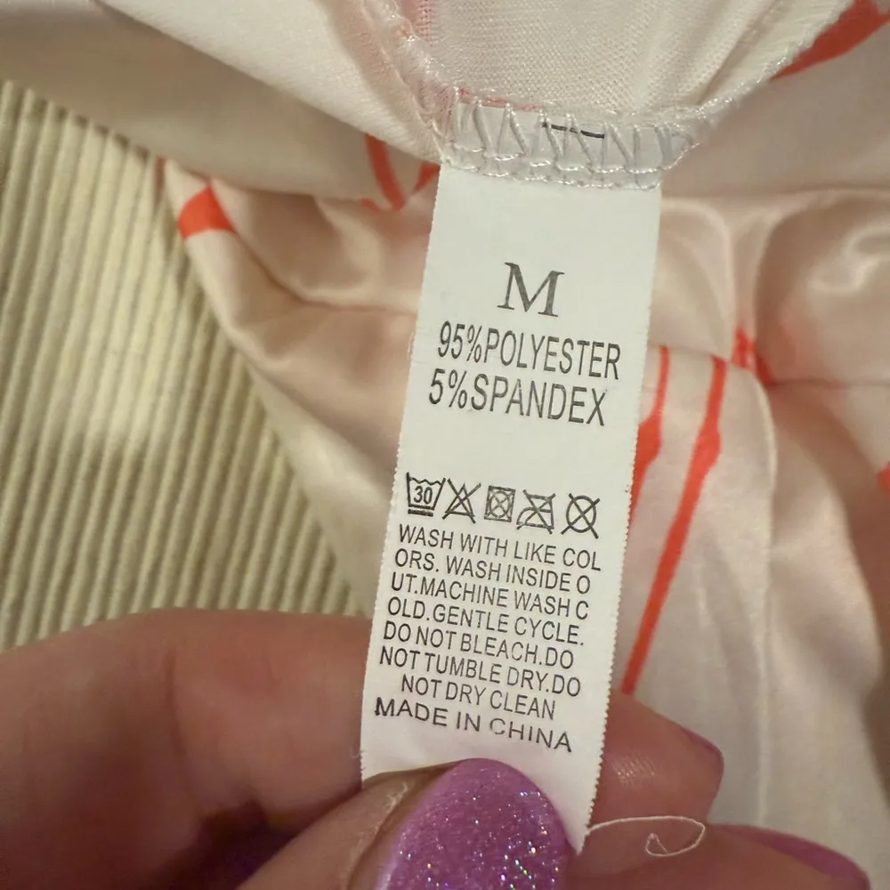 Flamingo Cream and Pink Pleated Mini Skater Skirt White Size M - Image 4