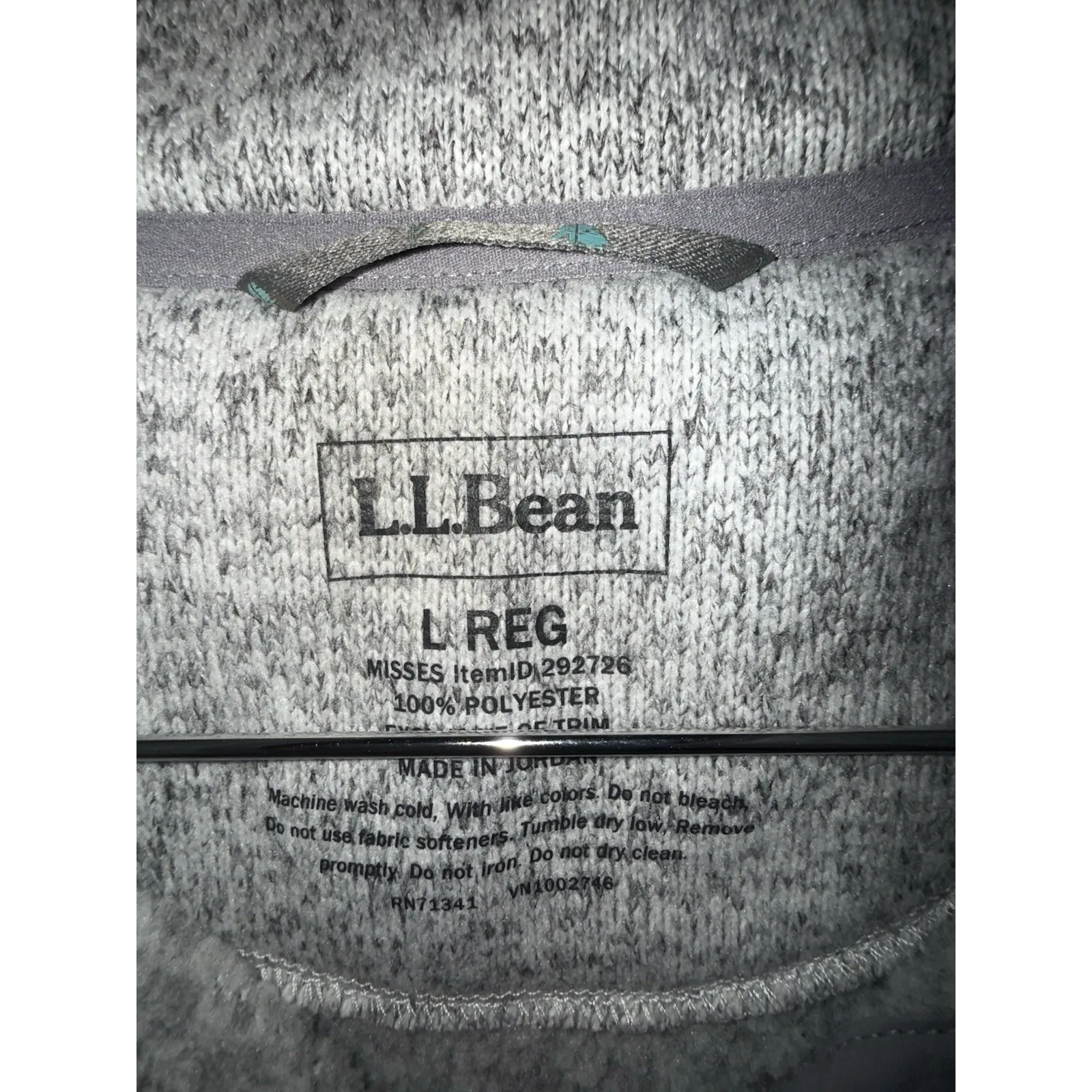 LL Bean Women's 1/4 Snap Sweater Knit Fleece Pullover Gray Size Large 292726 Blue - Image 3