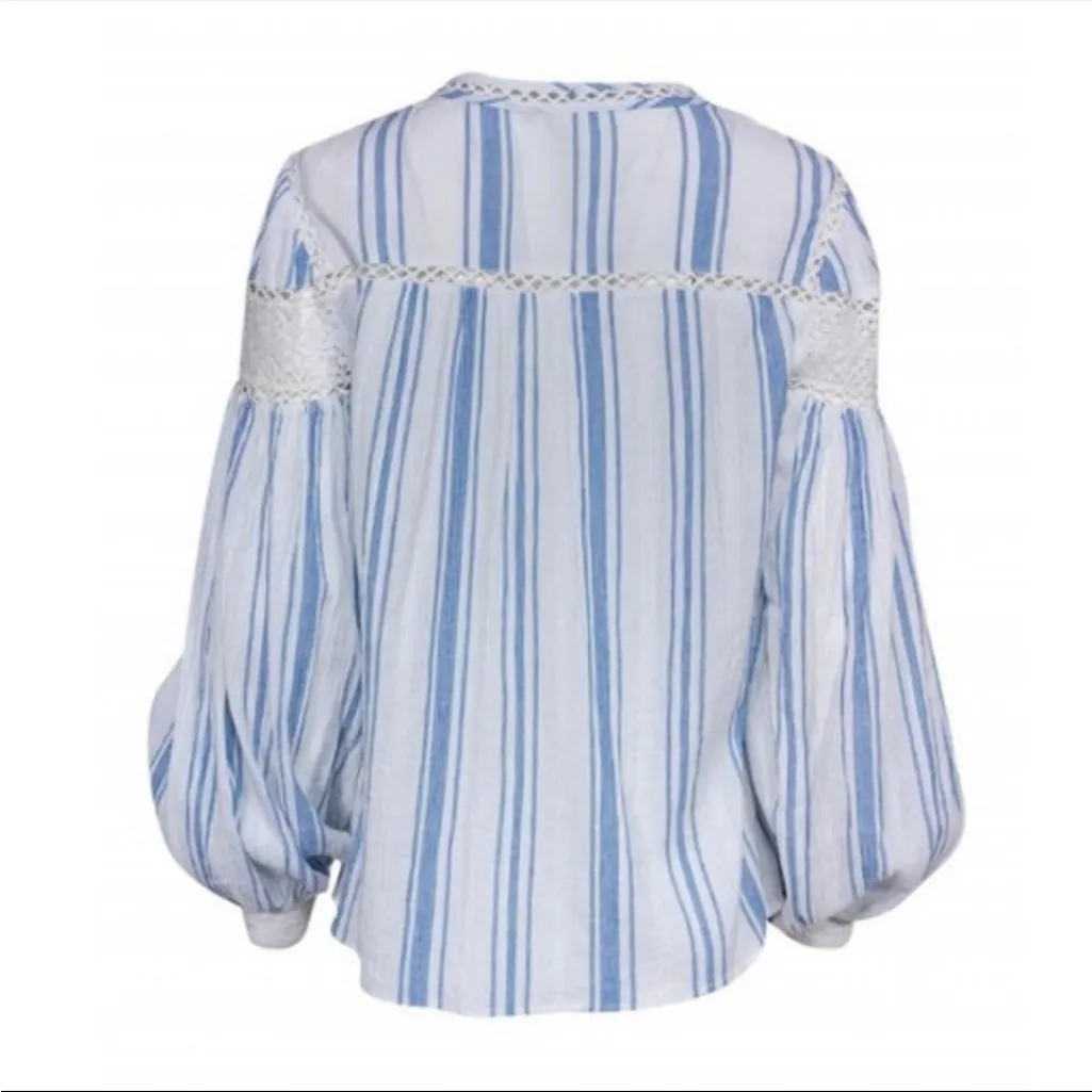 LOVESACKFANCY Striped Prairie Peasant Blouse size XS - Image 3