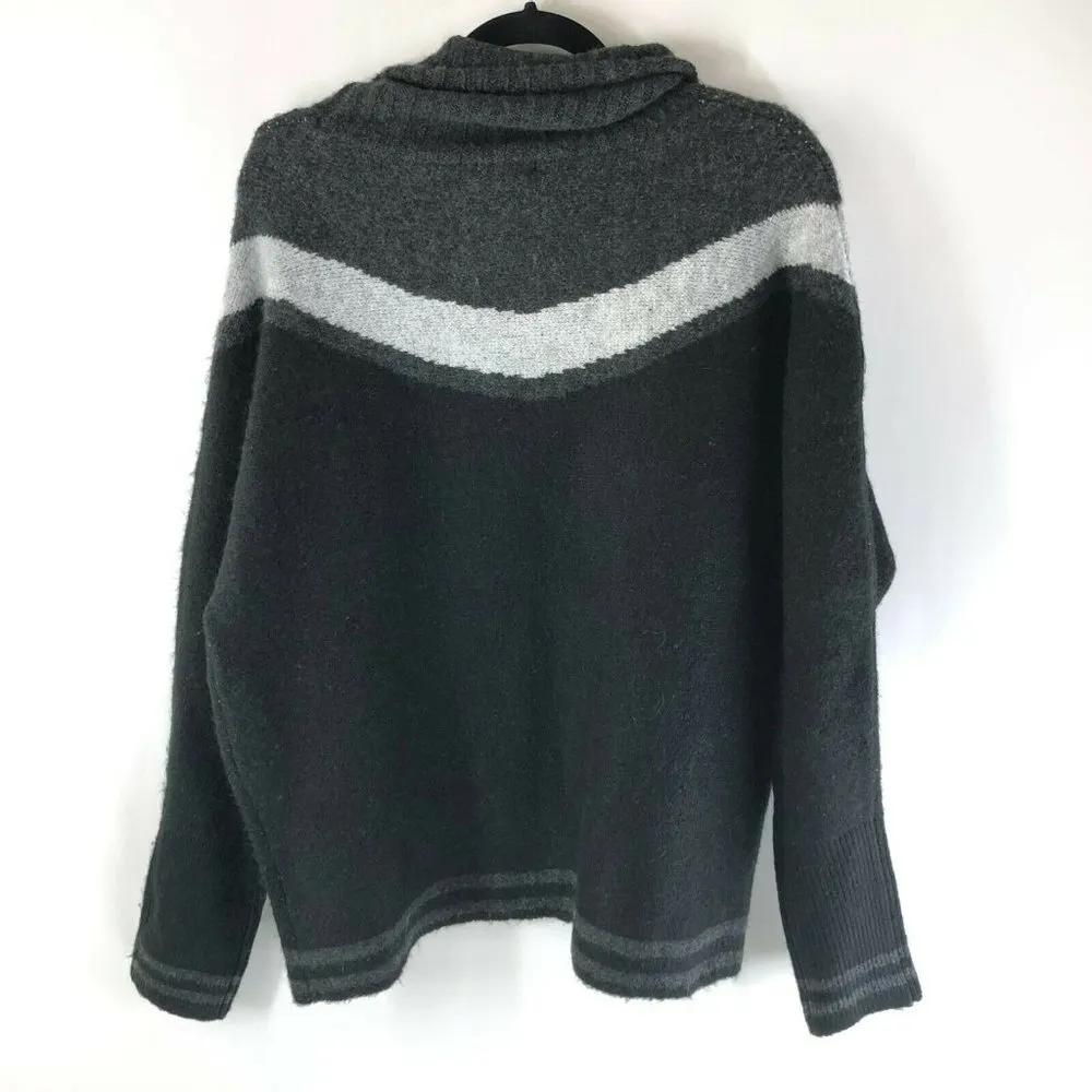 Max Studio Womens Sweater Cowl Neck Color Block Geometric Gray Size S - Image 2