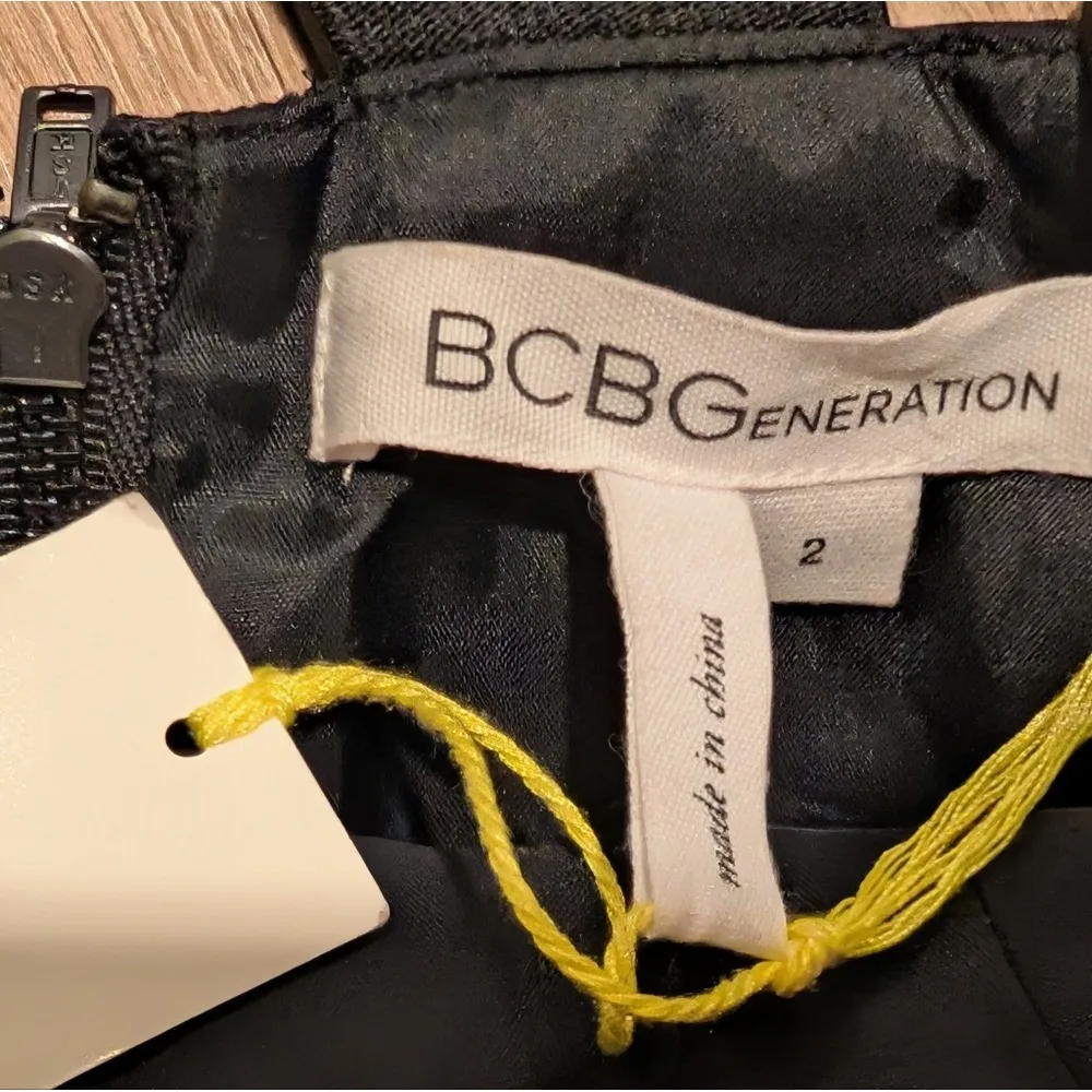 🆕 BCBGeneration Dress 2 XS Textured Teal Black Mini Tulle Strappy Sexy NWT NEW - Image 3