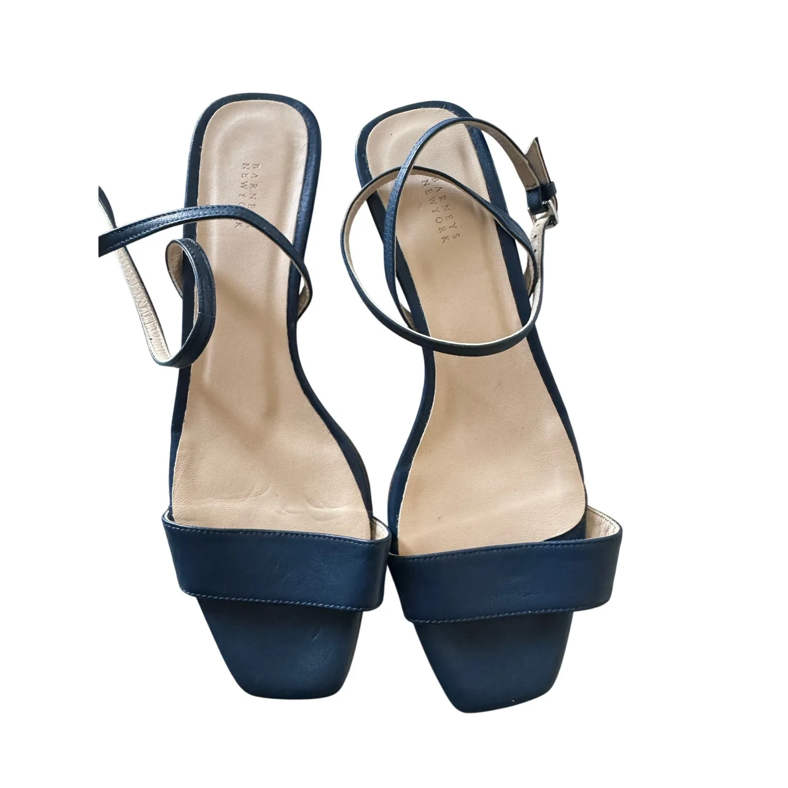 Barneys New York Navy Leather Strappy Sandals Women’s Size 8.5 Low Heel - Image 2