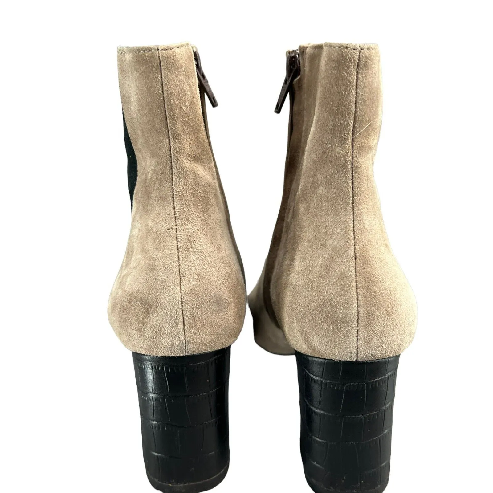 Shoes Of Prey Booties Womens 7 Tan Suede Leather Heeled Ankle Boots Pointed Toe Brown - Image 8