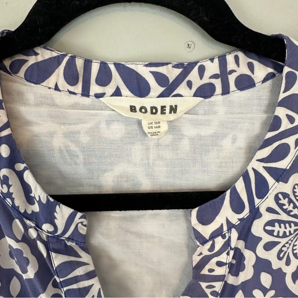 Boden Jen Cotton Midi Dress Blue Tile 14 Size undefined - Image 4