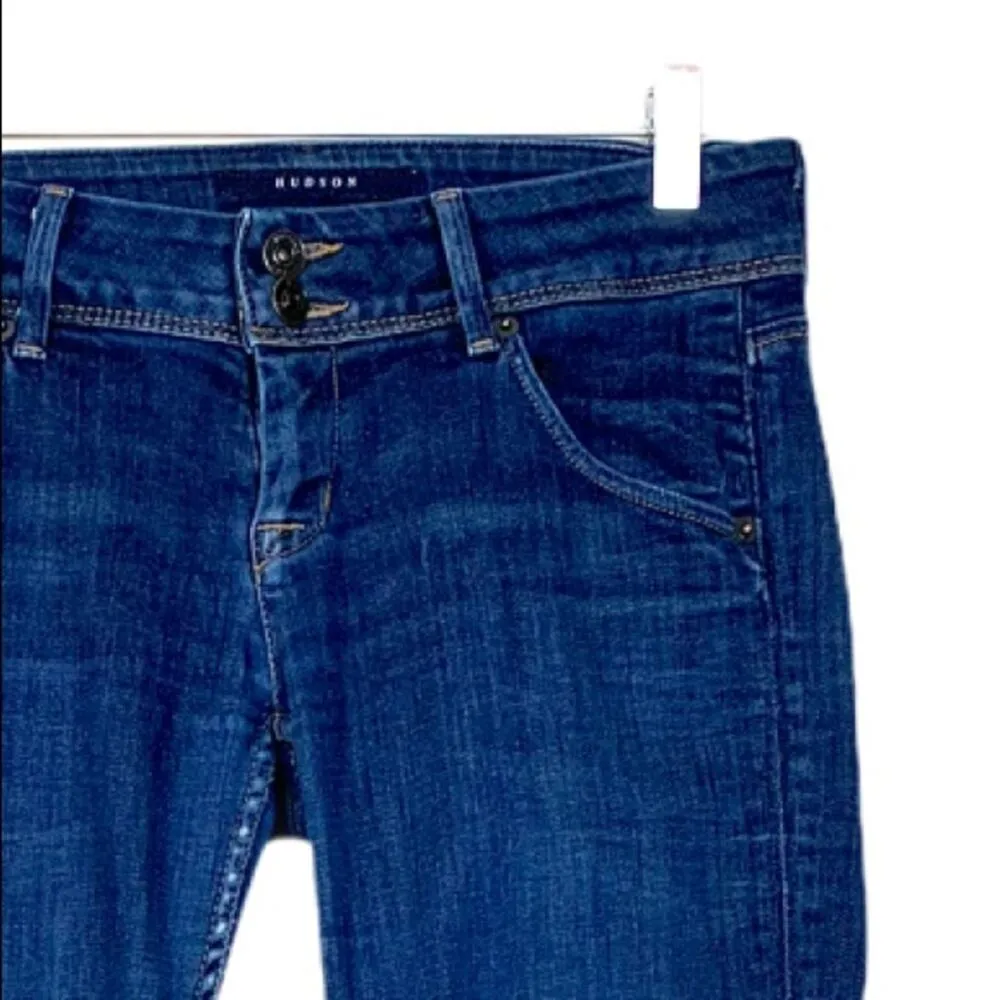 Hudson Jeans Women's 2 Button Skinny Low Rise Flap Pocket Dark Wash Jean Size 26 - Image 7