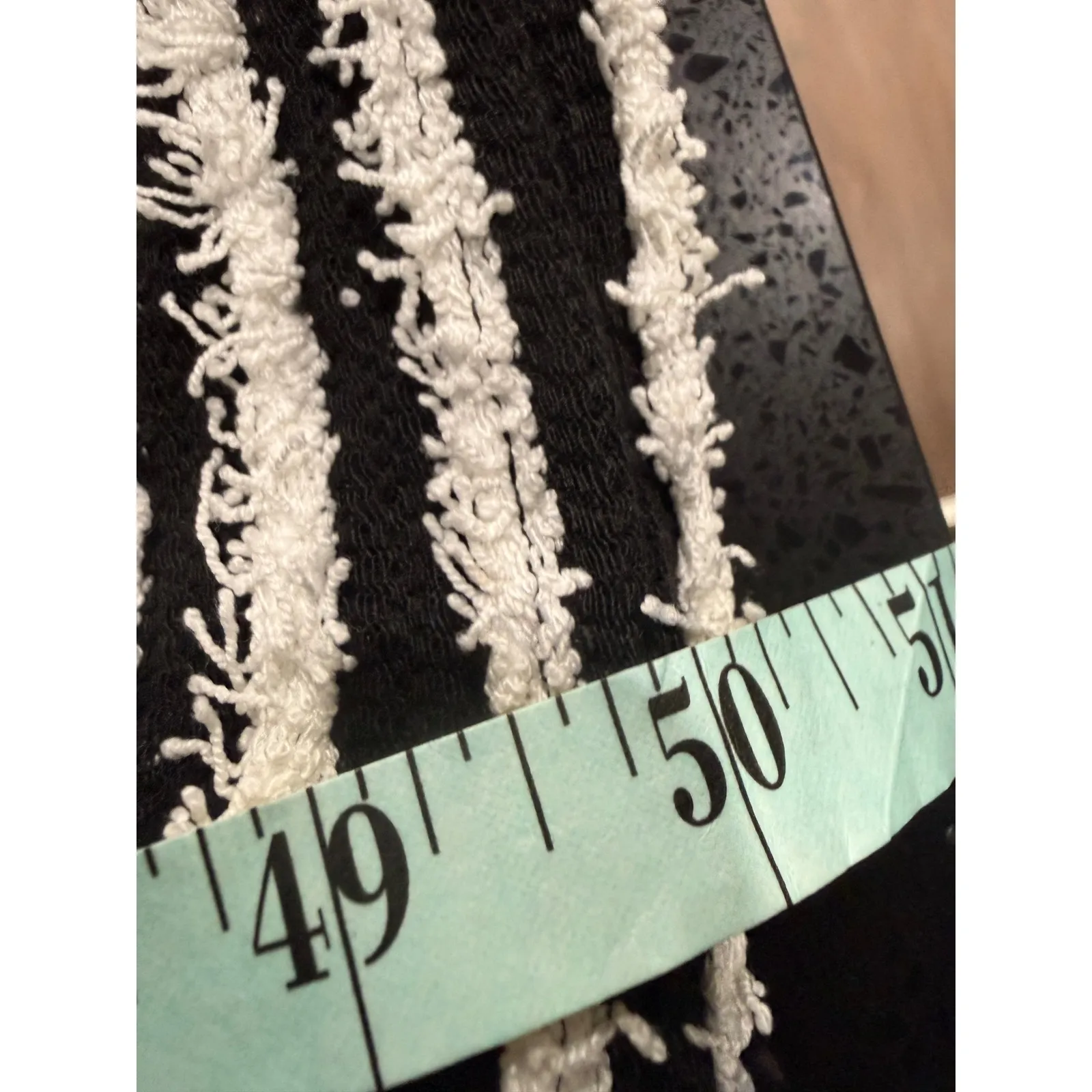 Black White Stripe Flare Leg Pants High Waist Textured Knit Size M Size M - Image 8